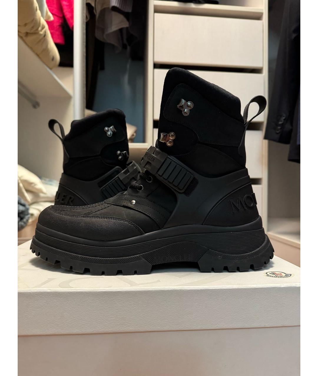 MONCLER Черные кожаные высокие ботинки, фото 6