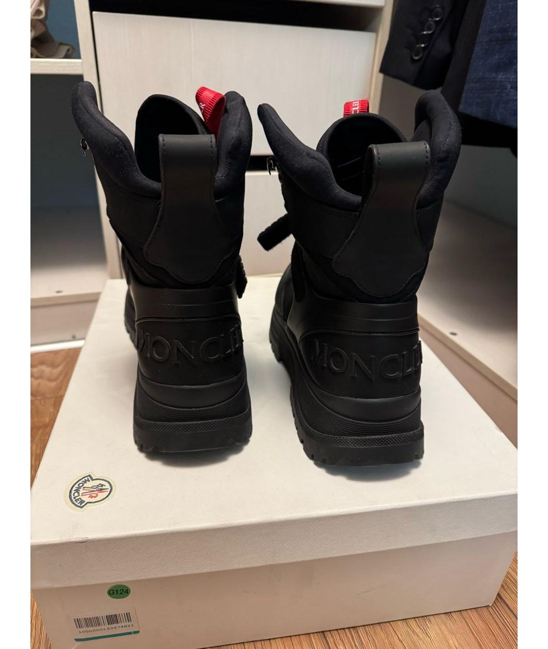 MONCLER Черные кожаные высокие ботинки, фото 3