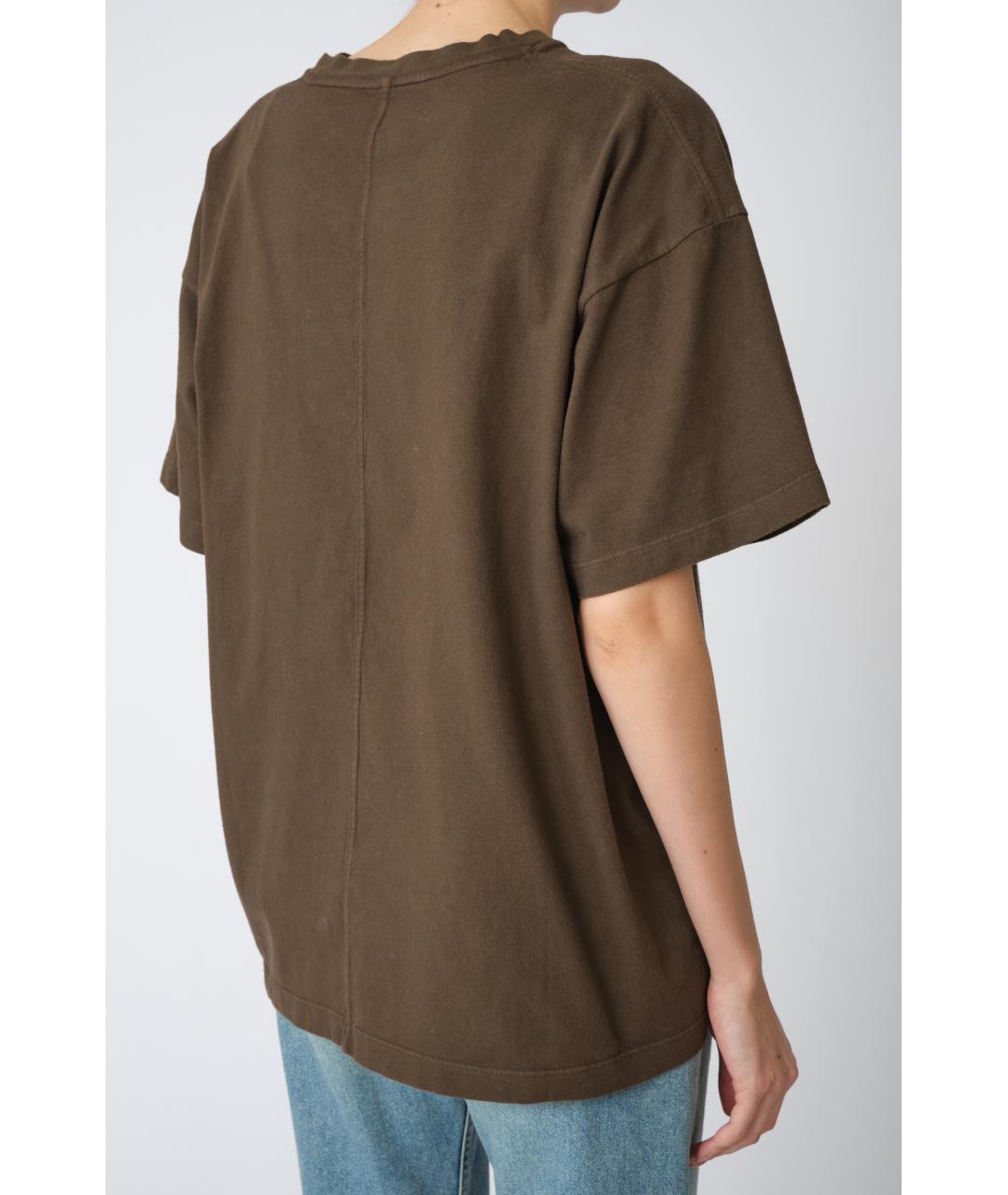 THE ROW Коричневая хлопковая футболка, фото 6