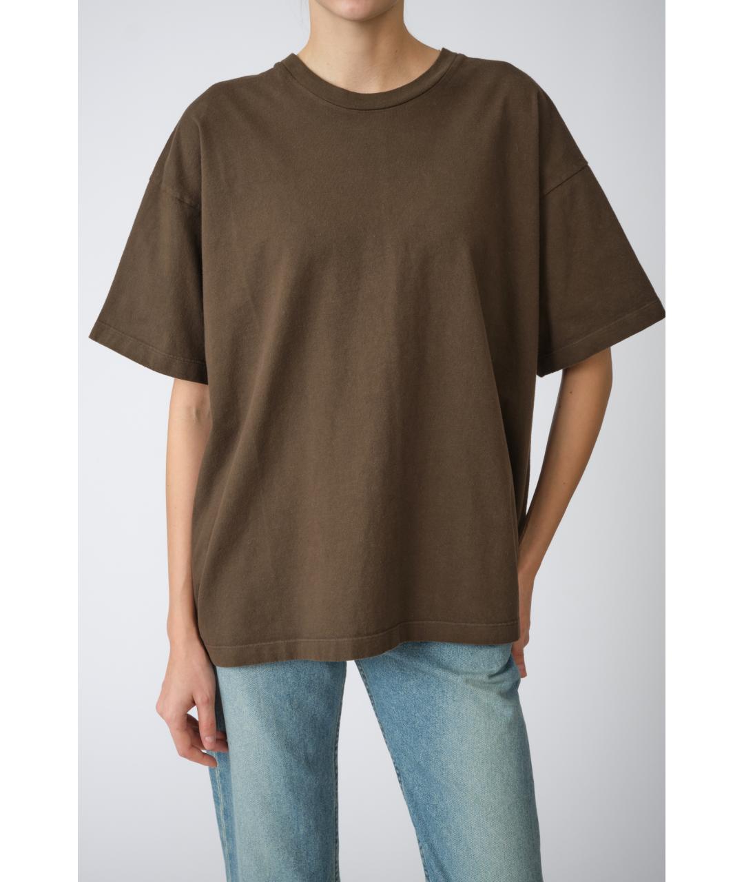 THE ROW Коричневая хлопковая футболка, фото 4