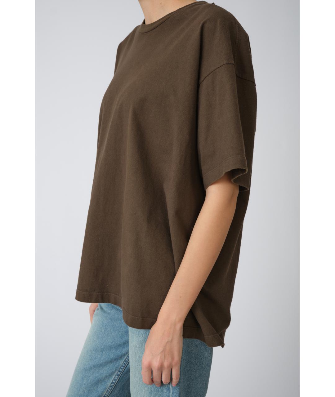THE ROW Коричневая хлопковая футболка, фото 5