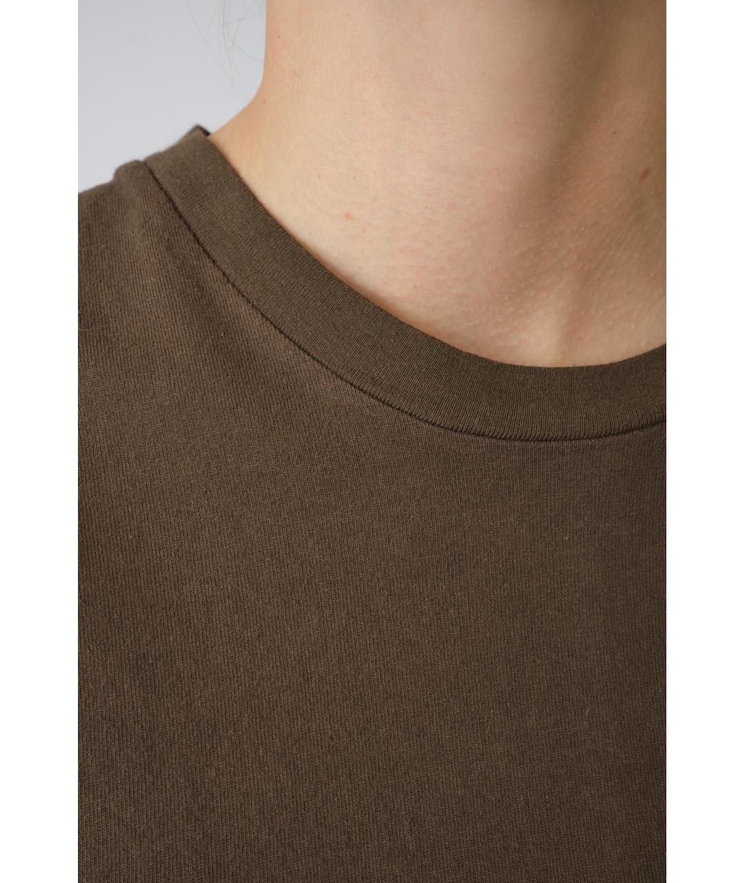 THE ROW Коричневая хлопковая футболка, фото 7