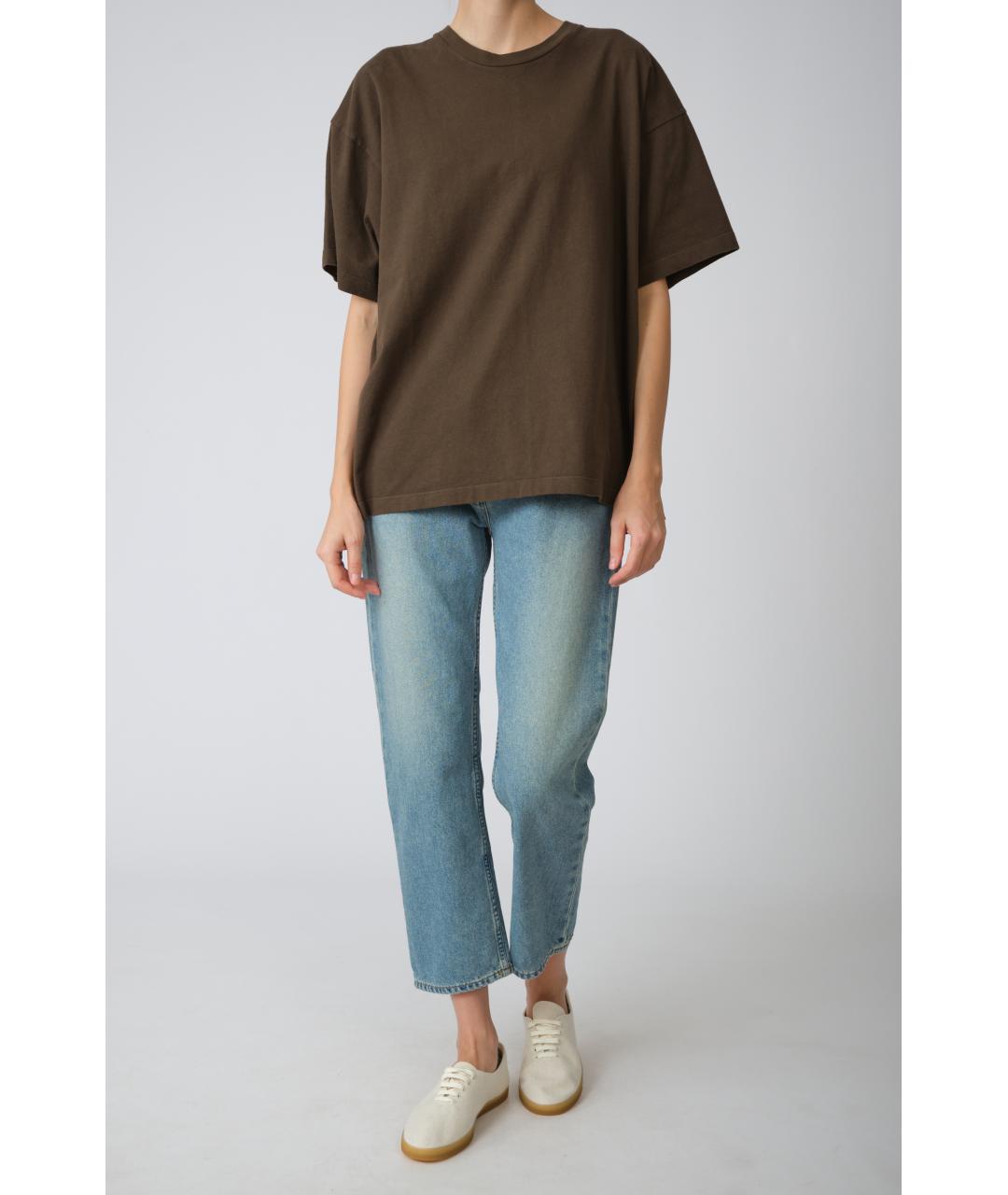 THE ROW Коричневая хлопковая футболка, фото 2
