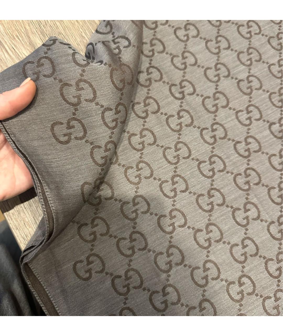 GUCCI Коричневый шерстяной шарф, фото 4