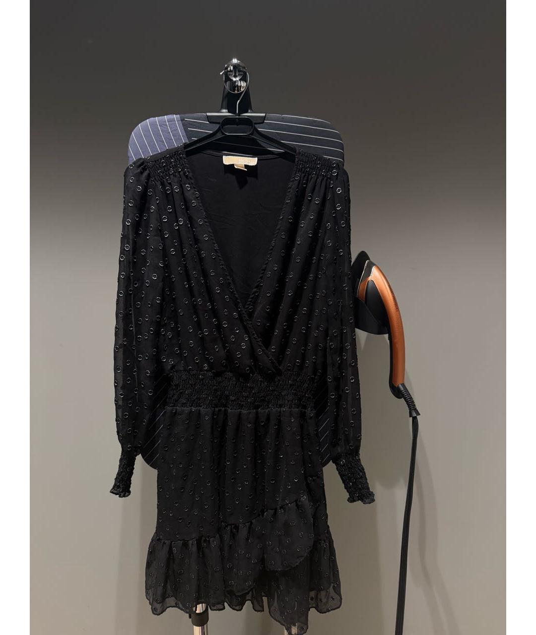 MICHAEL KORS Черное шифоновое повседневное платье, фото 2