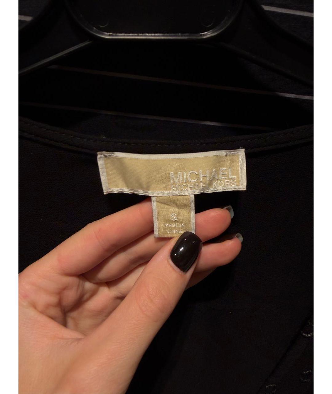 MICHAEL KORS Черное шифоновое повседневное платье, фото 3