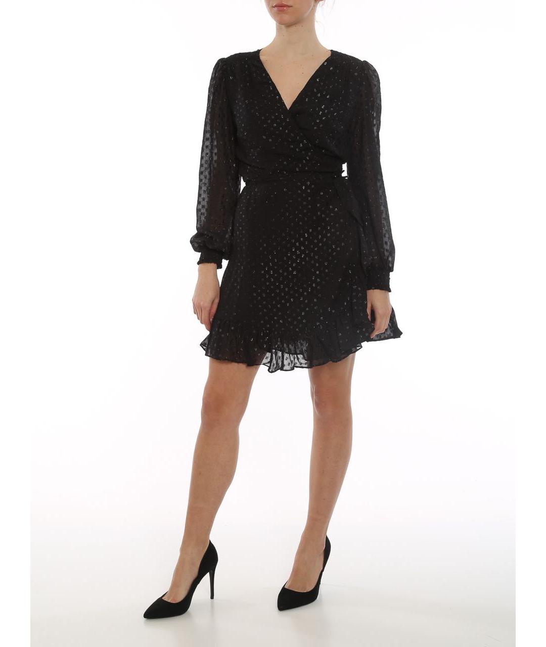 MICHAEL KORS Черное шифоновое повседневное платье, фото 6