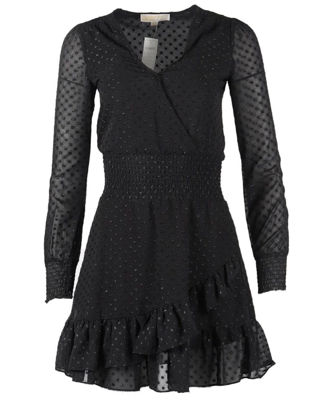 MICHAEL KORS Черное шифоновое повседневное платье, фото 1