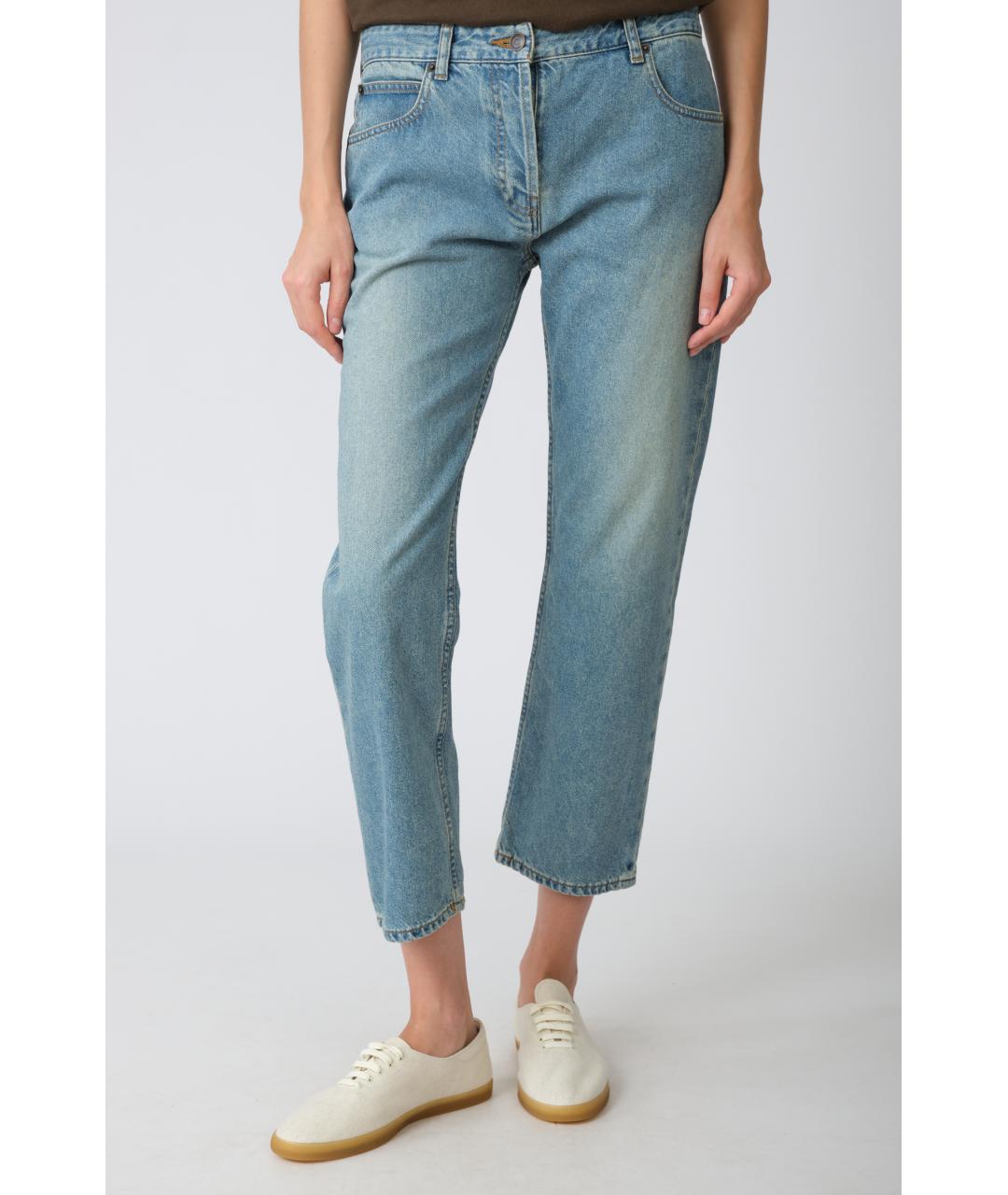 THE ROW Голубые хлопковые прямые джинсы, фото 2