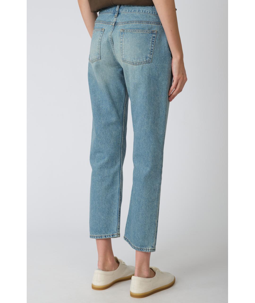 THE ROW Голубые хлопковые прямые джинсы, фото 4