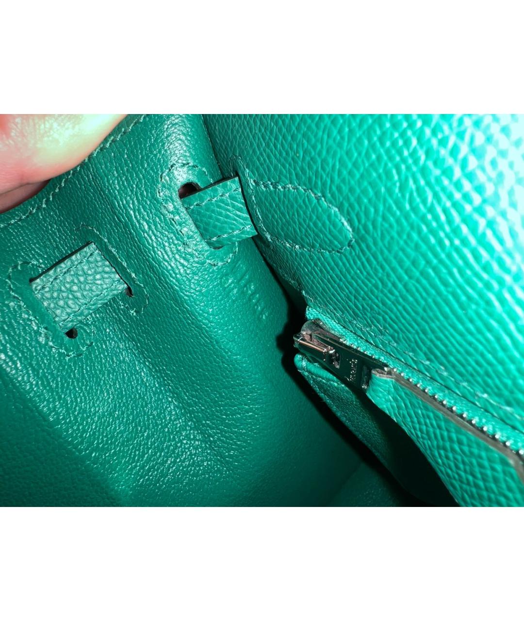 HERMES Зеленая кожаная сумка с короткими ручками, фото 5