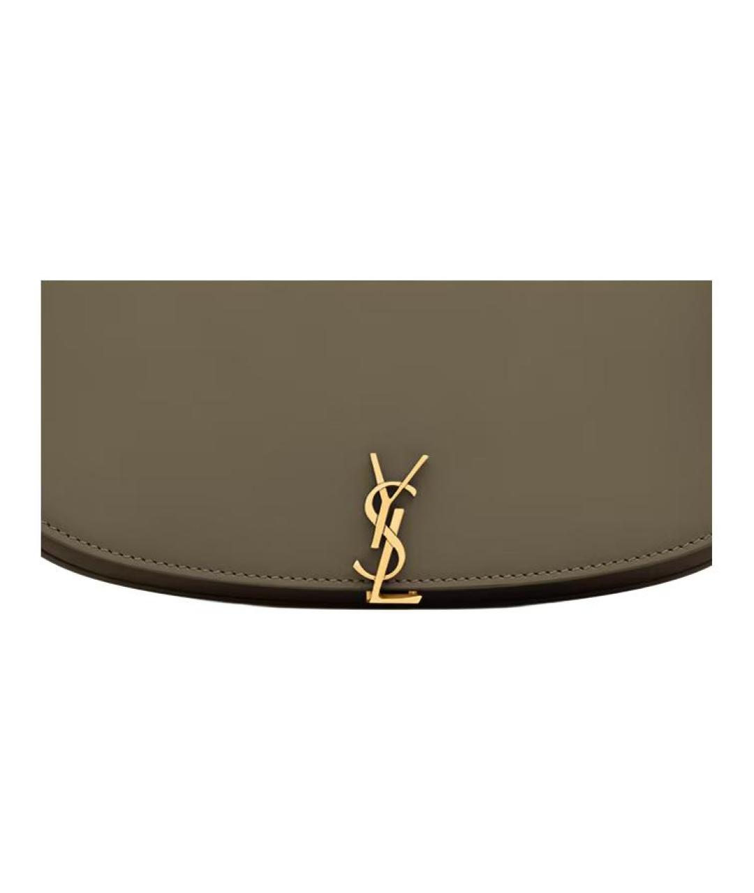 SAINT LAURENT Серая кожаная сумка через плечо, фото 7