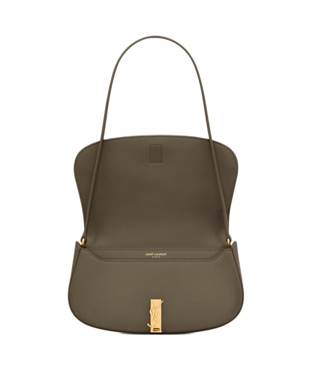 SAINT LAURENT Серая кожаная сумка через плечо, фото 5