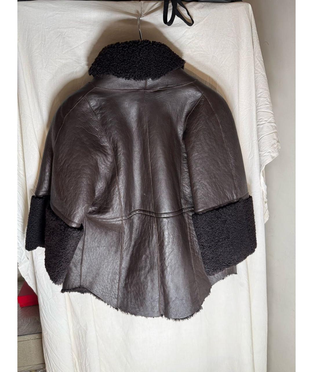 VERA WANG Коричневая кожаная дубленка, фото 2