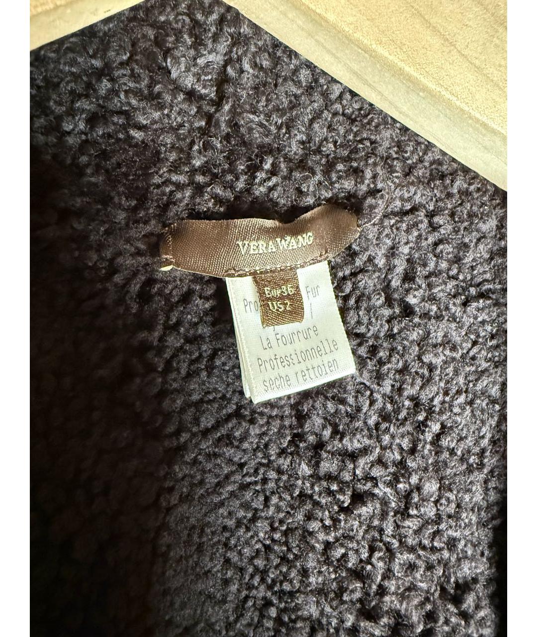 VERA WANG Коричневая кожаная дубленка, фото 3