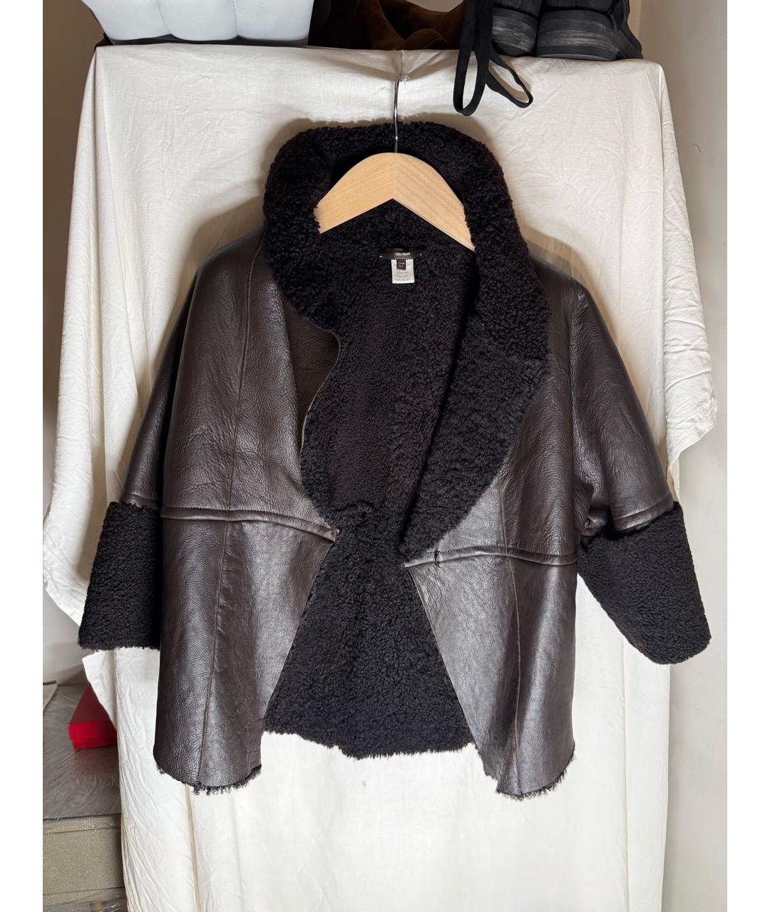 VERA WANG Коричневая кожаная дубленка, фото 5