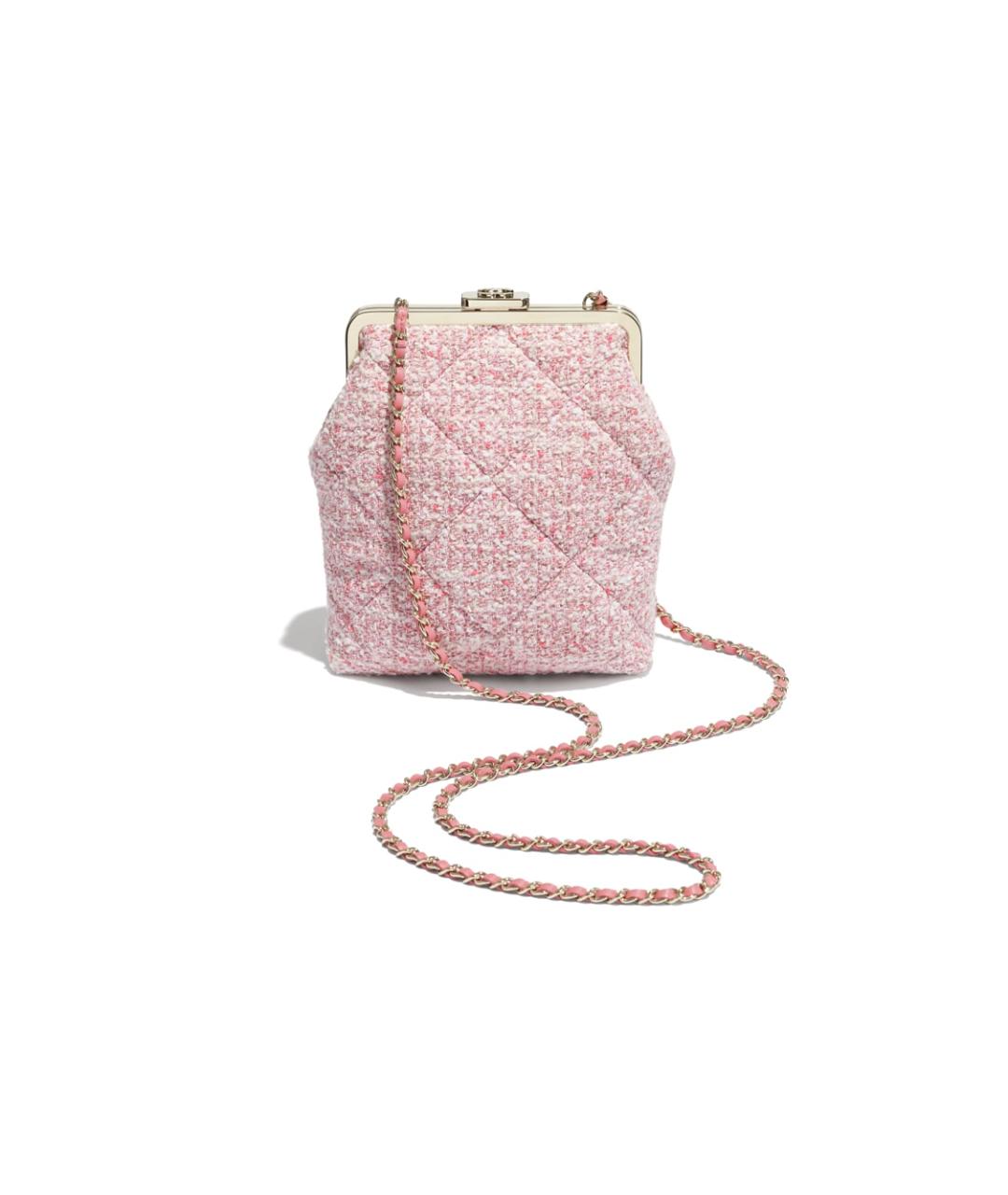 CHANEL Розовая твидовая сумка через плечо, фото 2