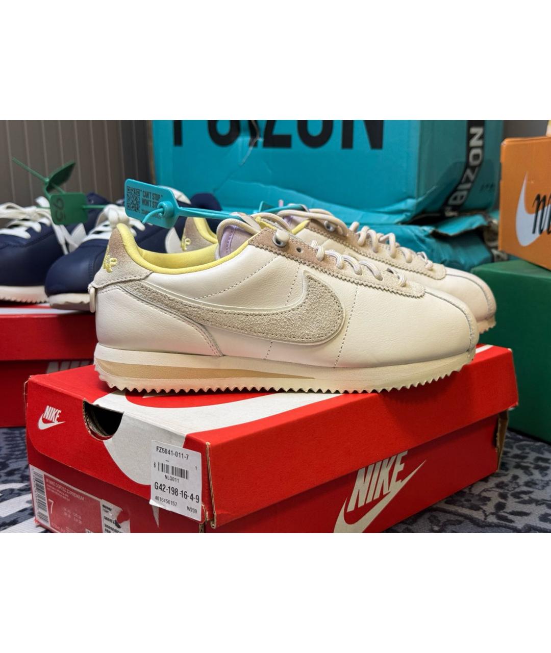 NIKE Бежевые кожаные кроссовки, фото 9