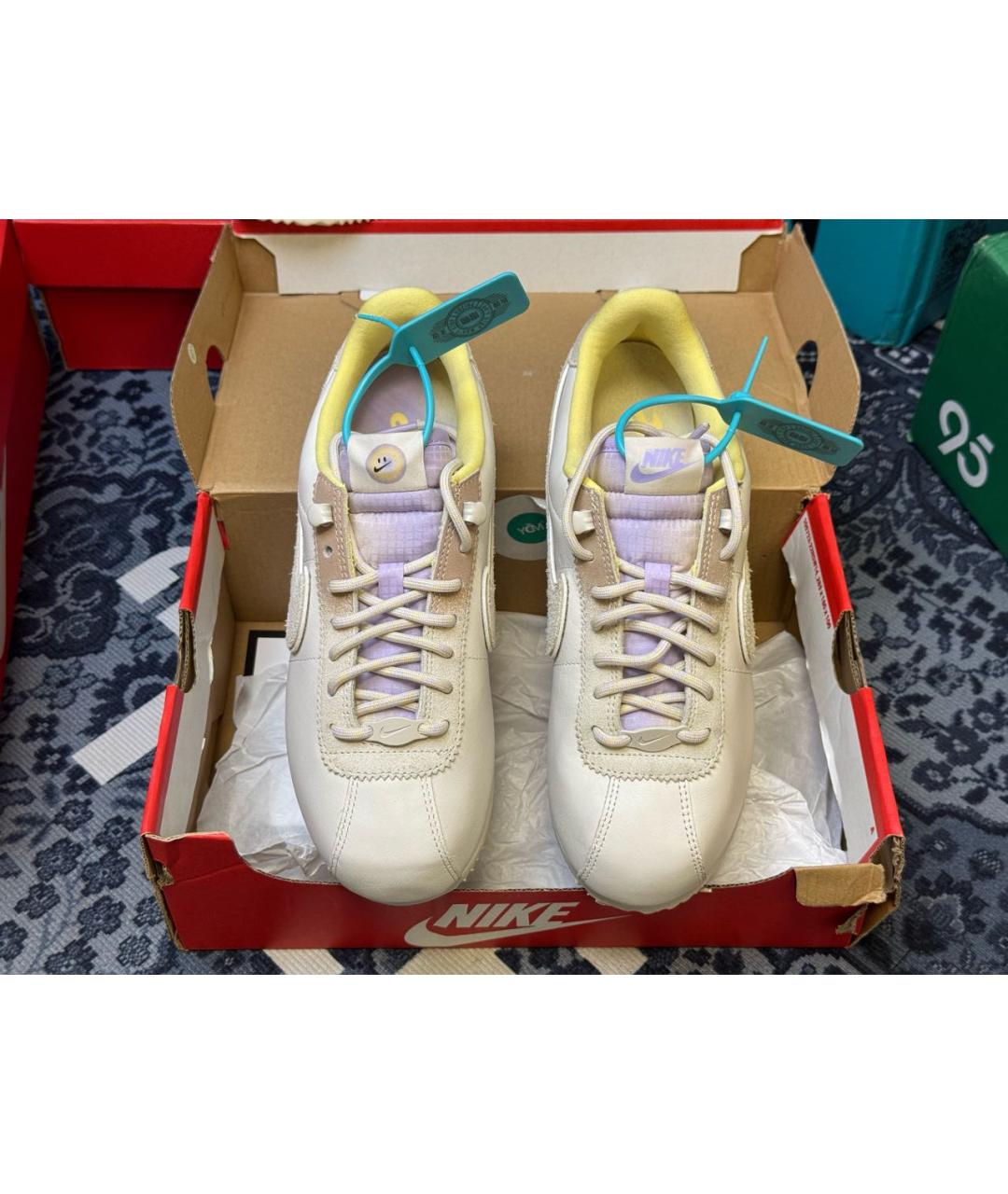 NIKE Бежевые кожаные кроссовки, фото 2