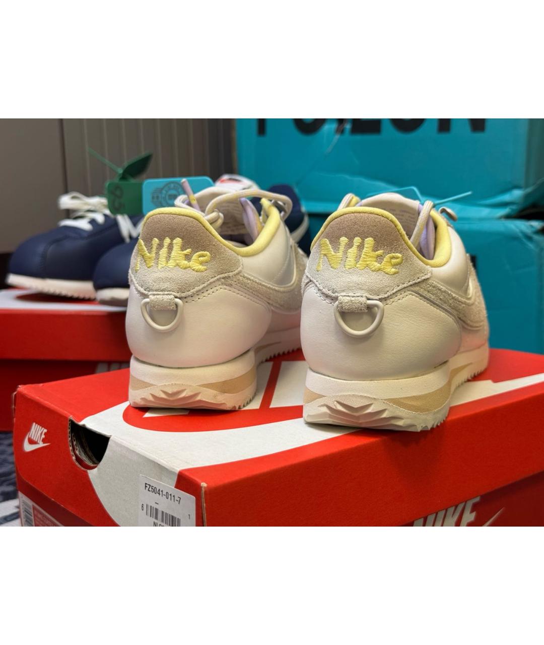 NIKE Бежевые кожаные кроссовки, фото 4