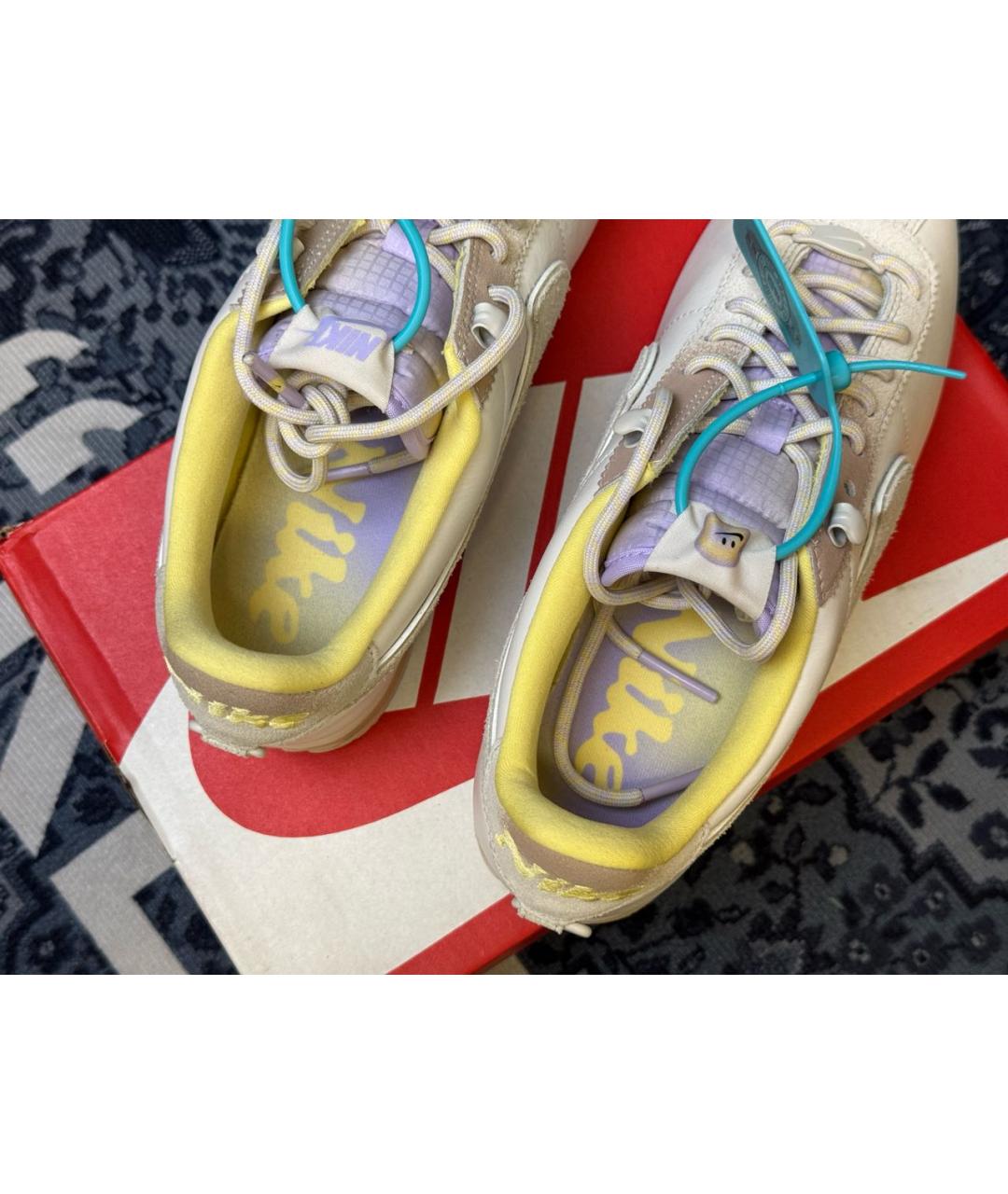 NIKE Бежевые кожаные кроссовки, фото 3