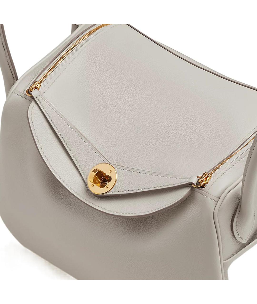 HERMES Бежевая кожаная сумка через плечо, фото 5