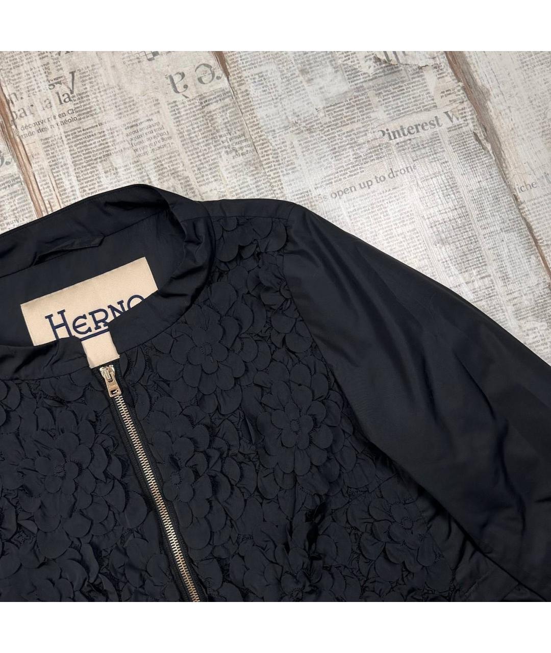 HERNO Черный полиэстеровый тренч/плащ, фото 2