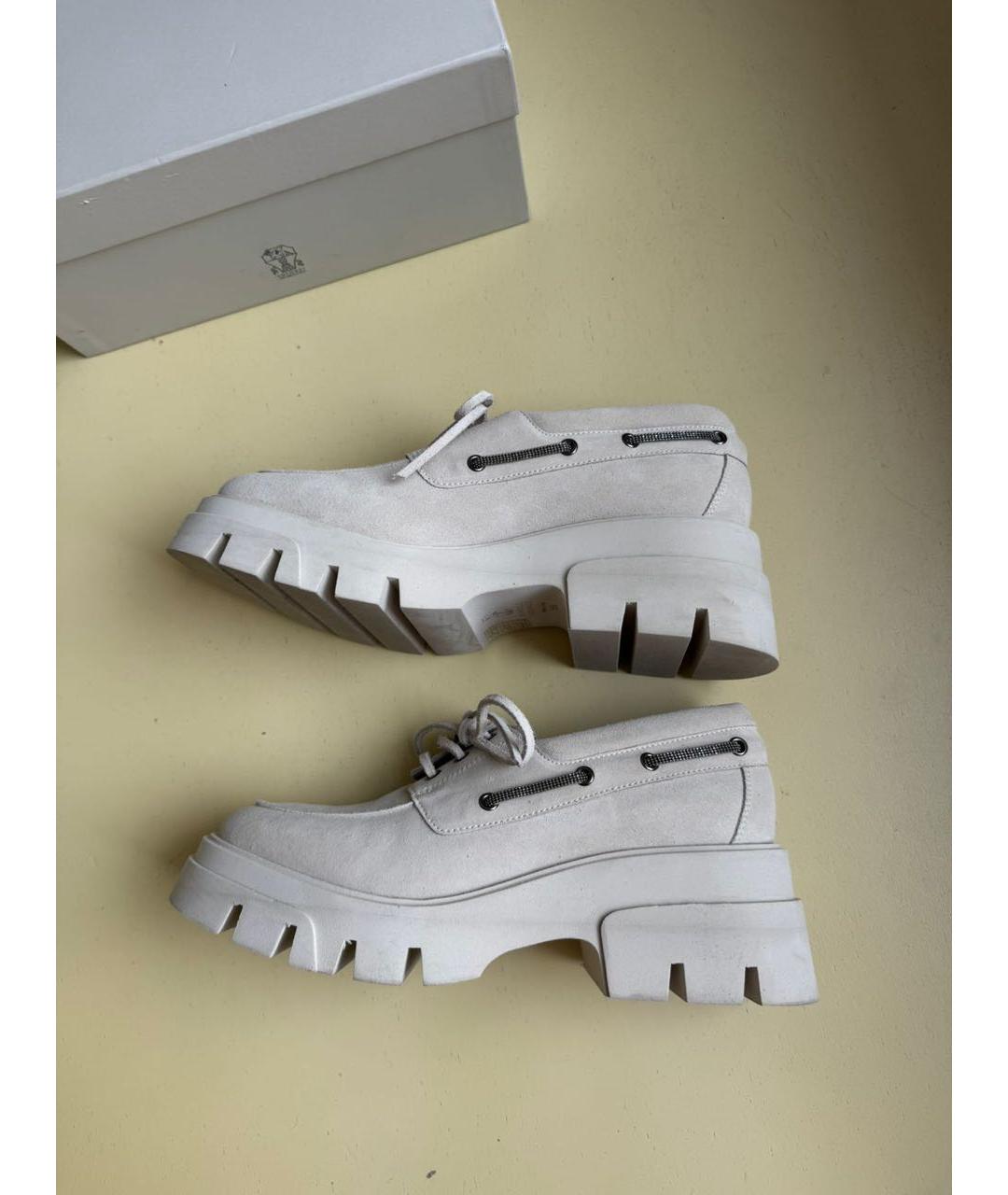 BRUNELLO CUCINELLI Бежевые замшевые лоферы, фото 6