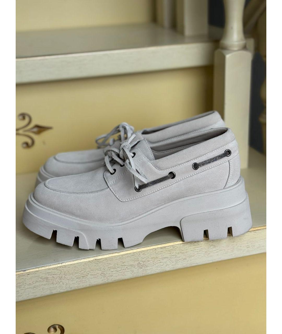 BRUNELLO CUCINELLI Бежевые замшевые лоферы, фото 4