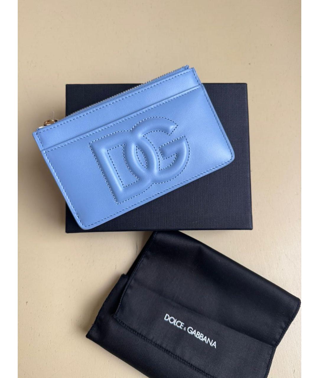 DOLCE&GABBANA Голубой кожаный кардхолдер, фото 2