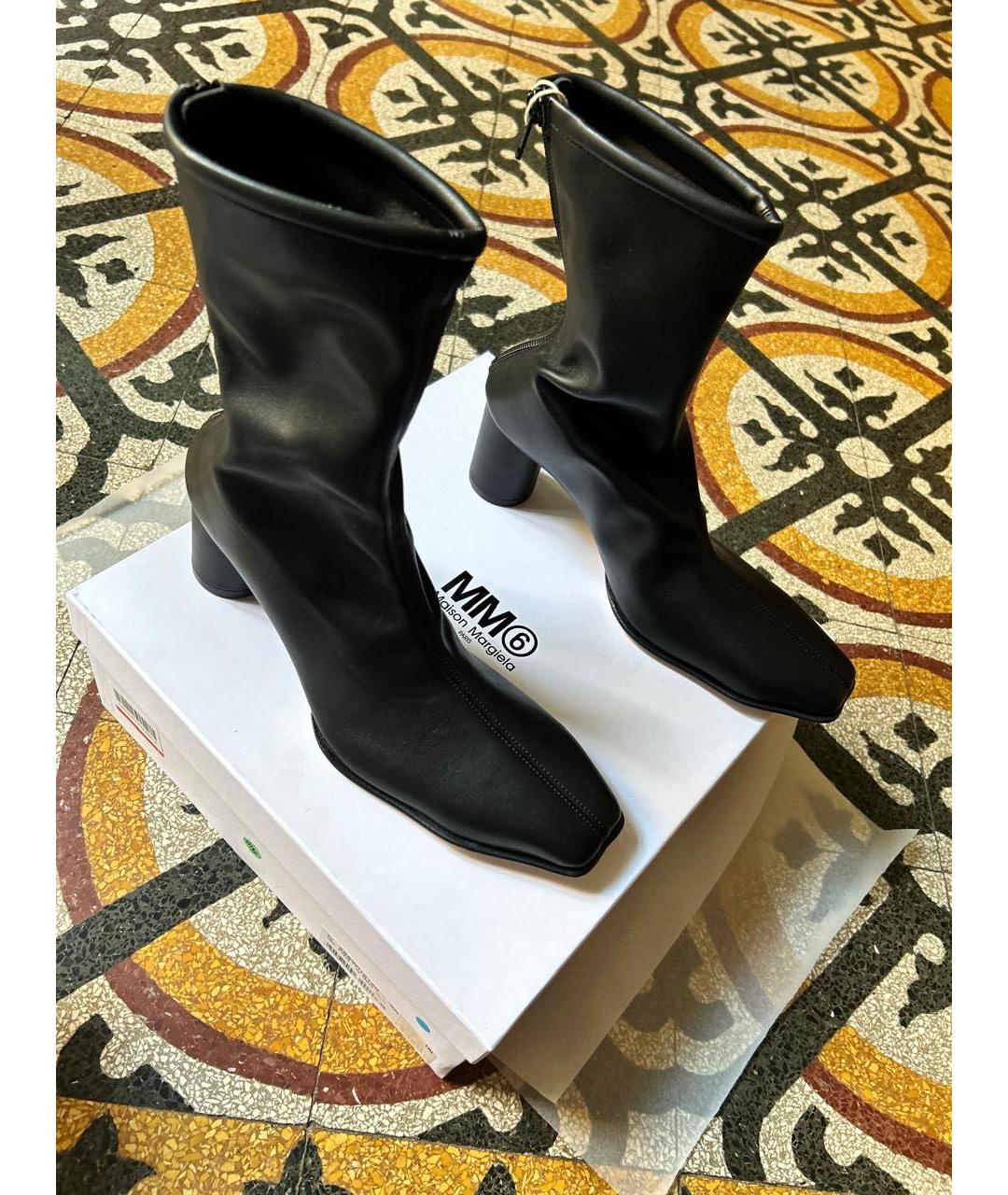 MM6 MAISON MARGIELA Черные ботильоны из искусственной кожи, фото 2