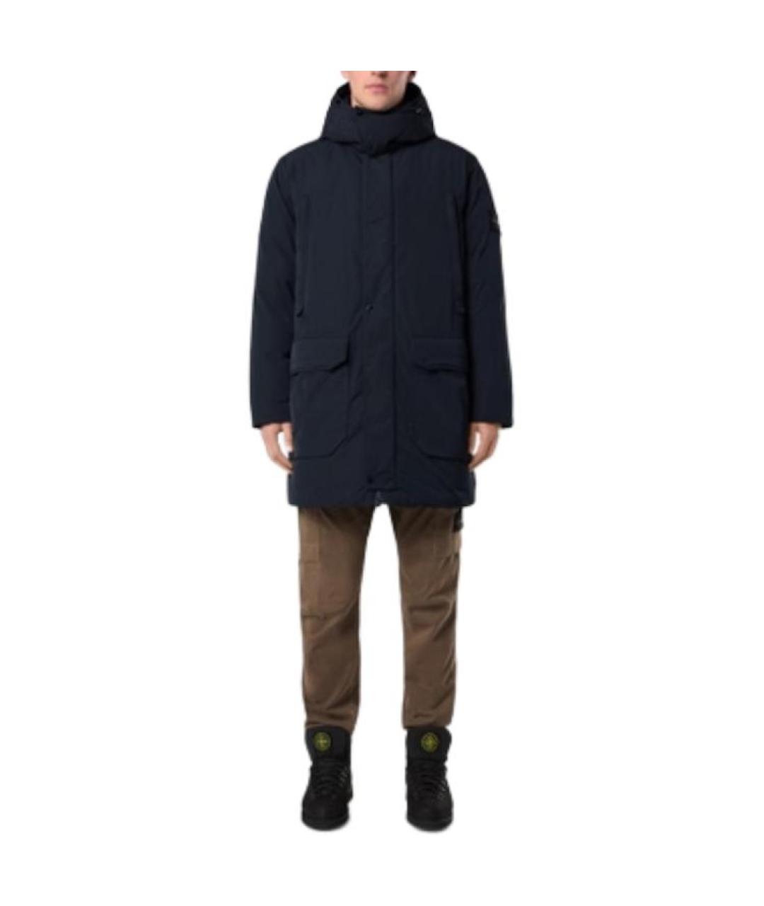 STONE ISLAND Темно-синий тренч / плащ, фото 3