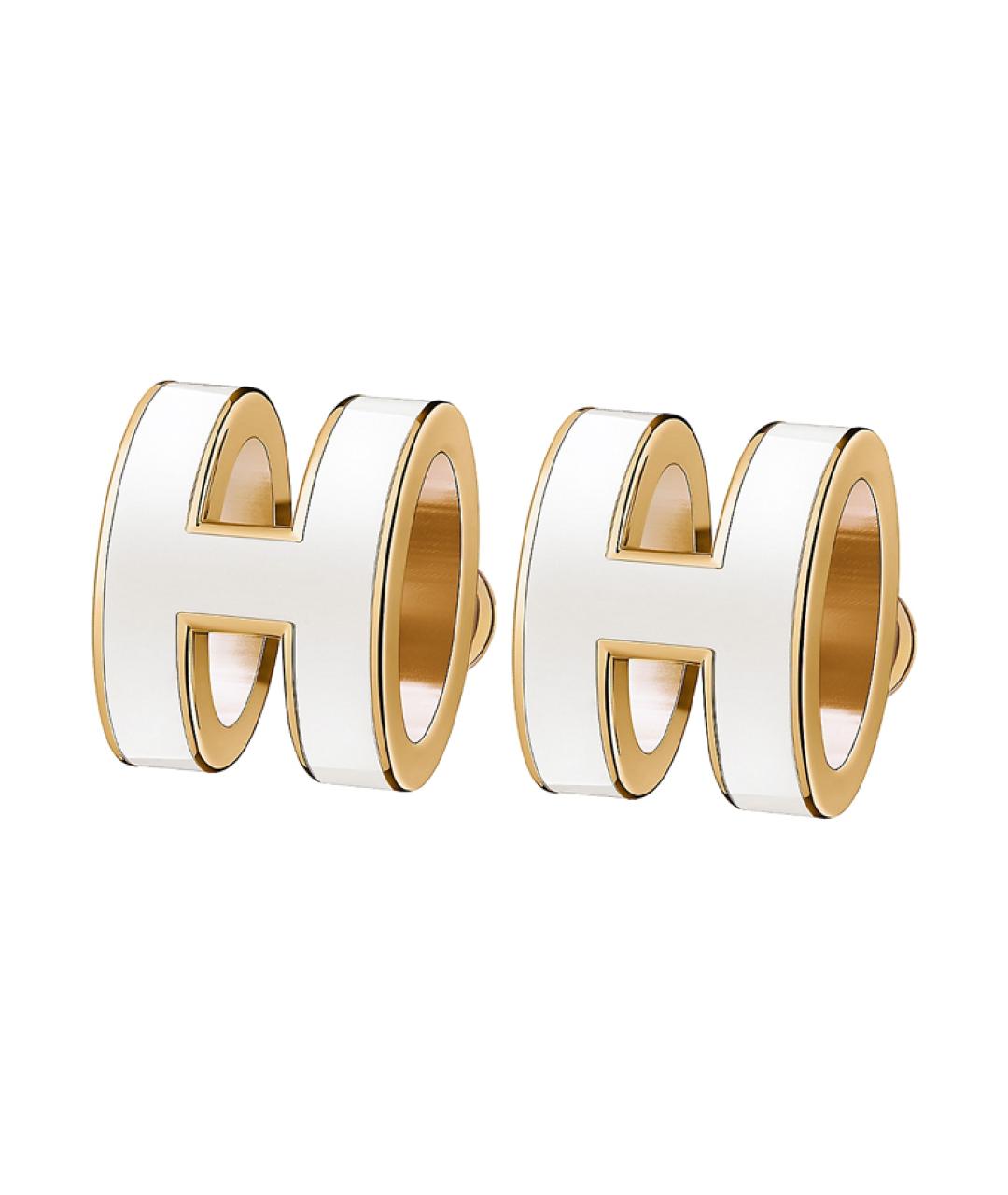 HERMES Белые металлические серьги, фото 1