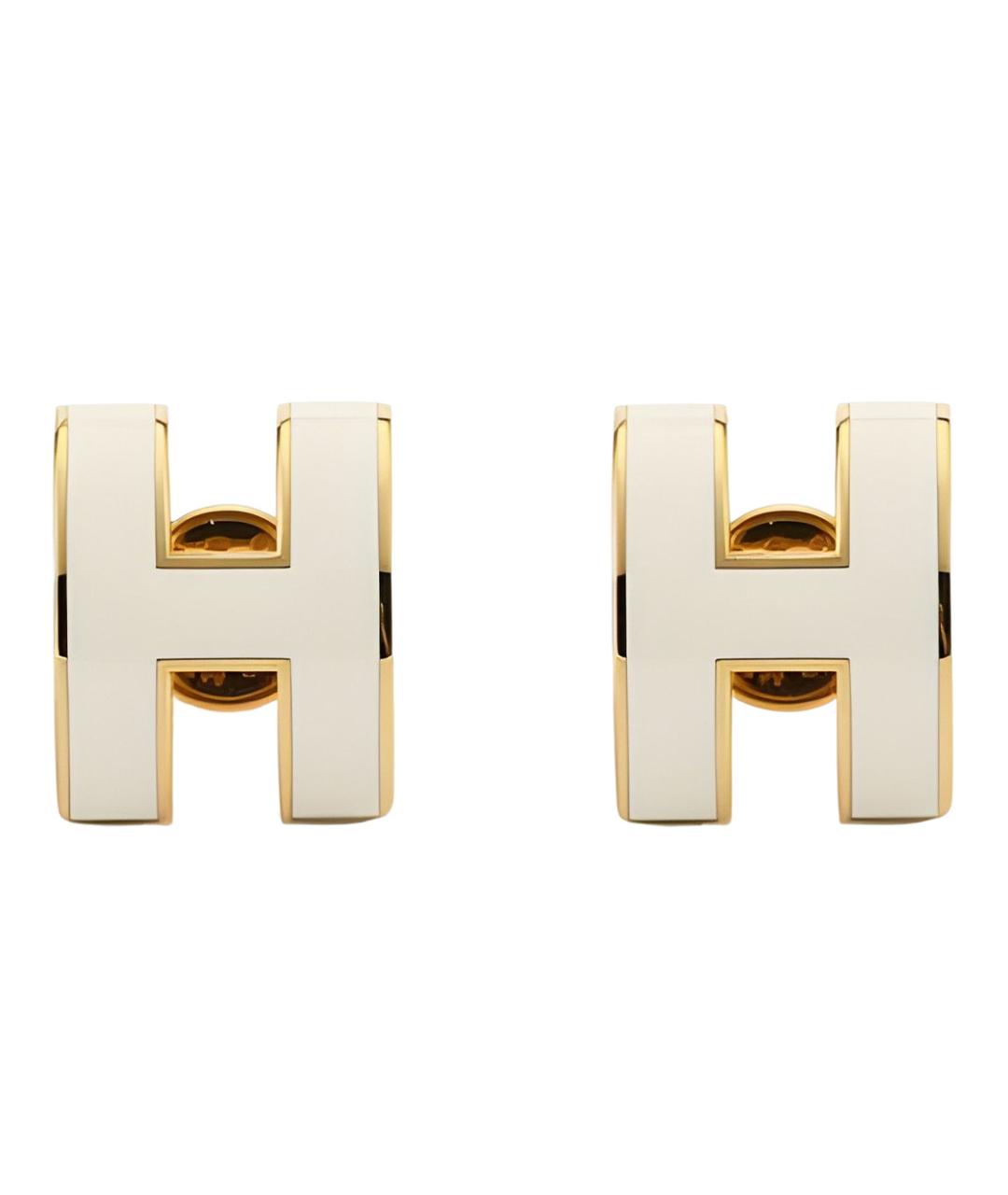 HERMES Белые металлические серьги, фото 2