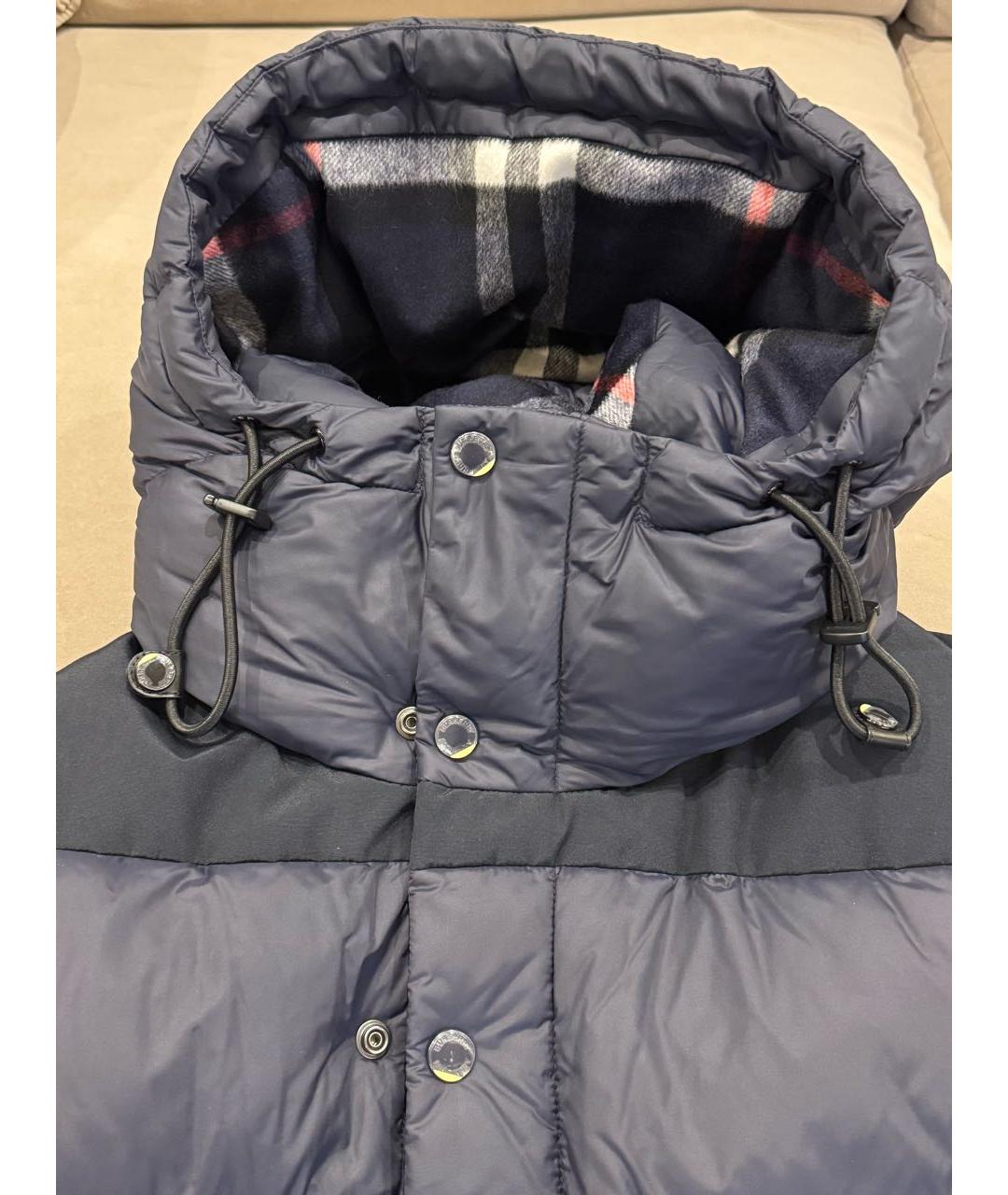 BURBERRY Темно-синий полиэстеровый пуховик, фото 4