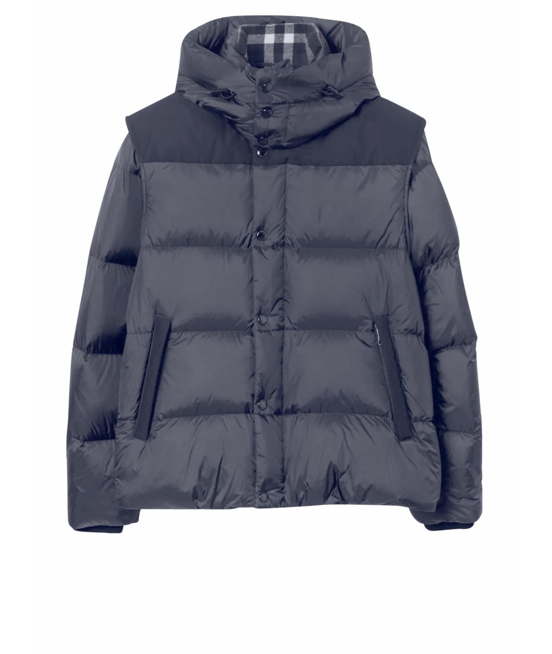 BURBERRY Темно-синий полиэстеровый пуховик, фото 1