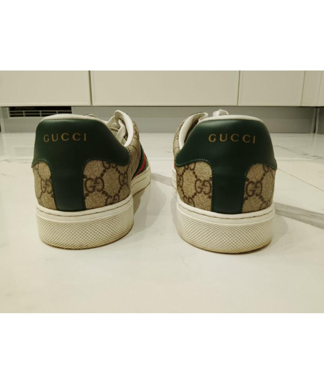 GUCCI Бежевые текстильные низкие кроссовки / кеды, фото 4