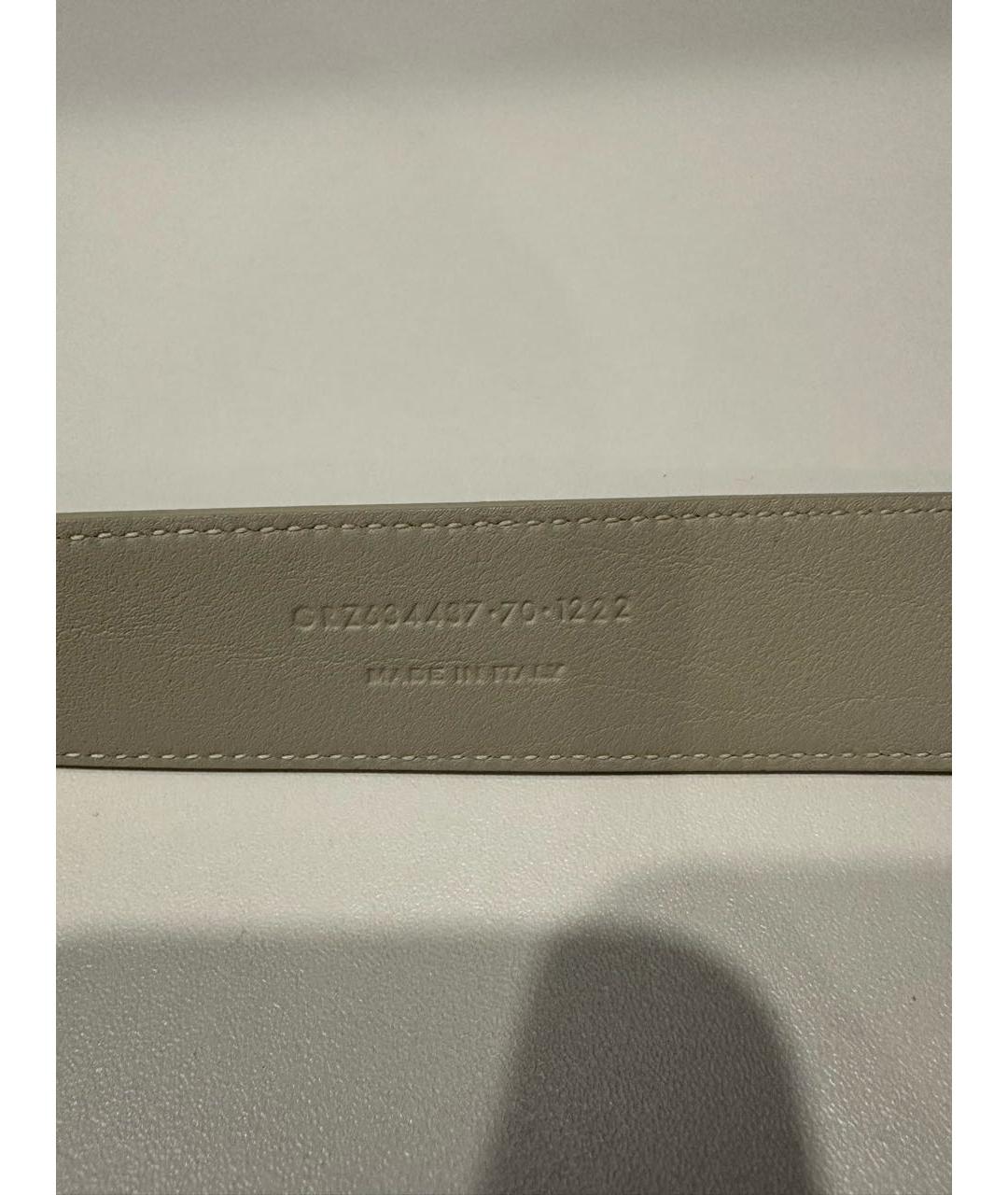 SAINT LAURENT Белый кожаный ремень, фото 4