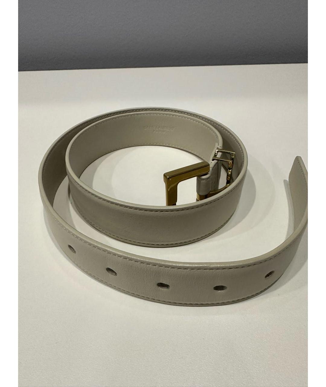 SAINT LAURENT Белый кожаный ремень, фото 6