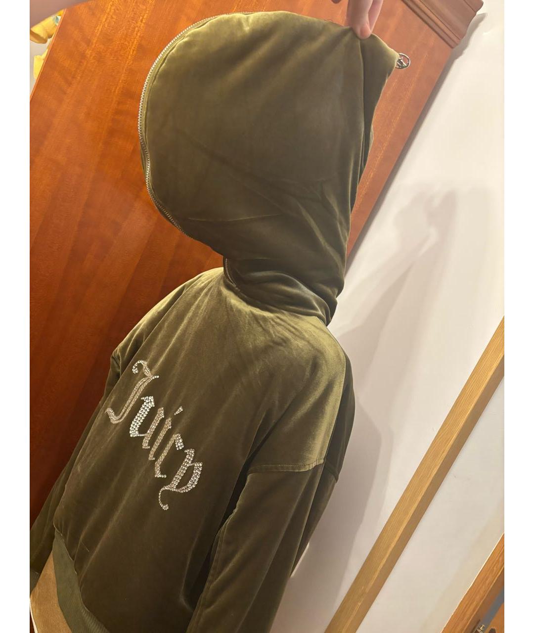 JUICY COUTURE Хаки бархатная куртка, фото 4