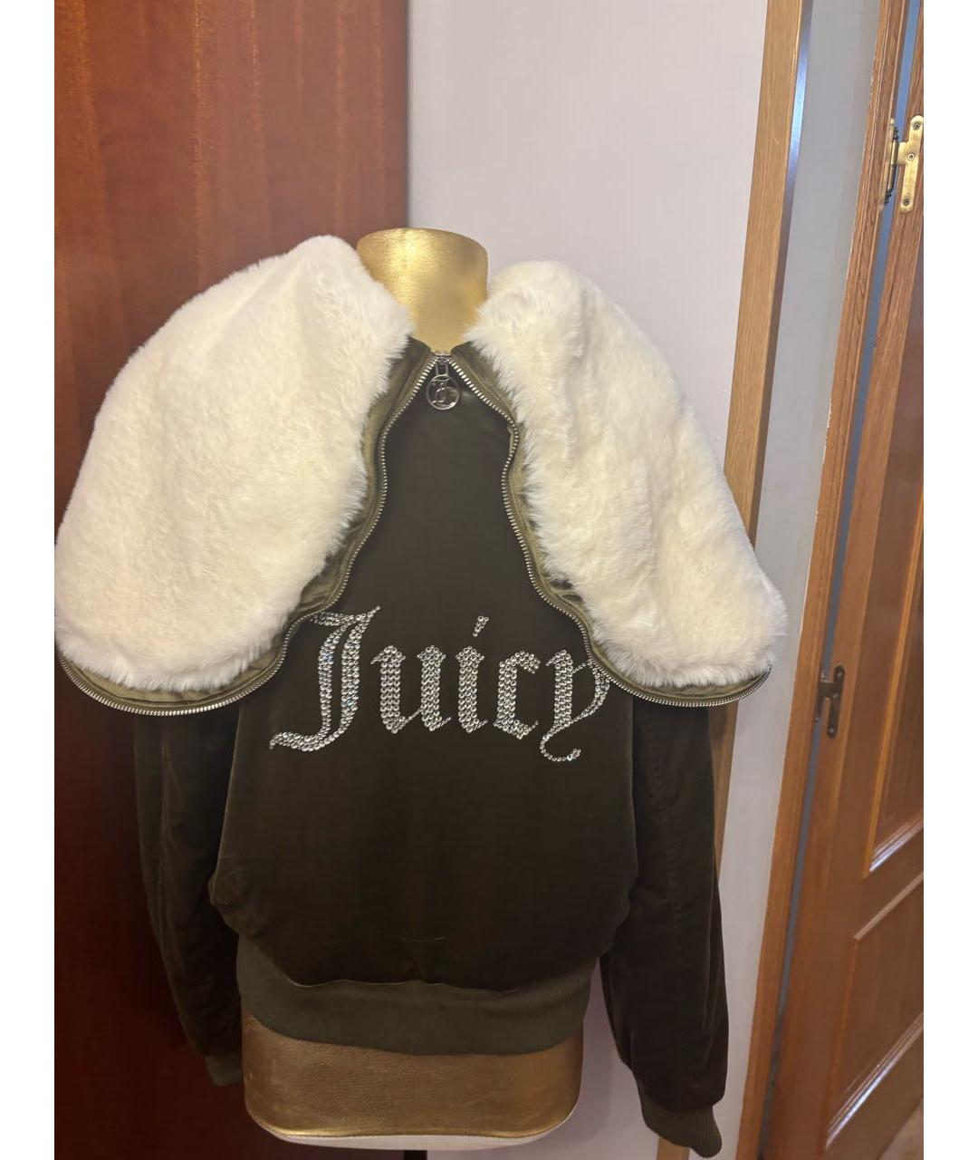 JUICY COUTURE Хаки бархатная куртка, фото 2