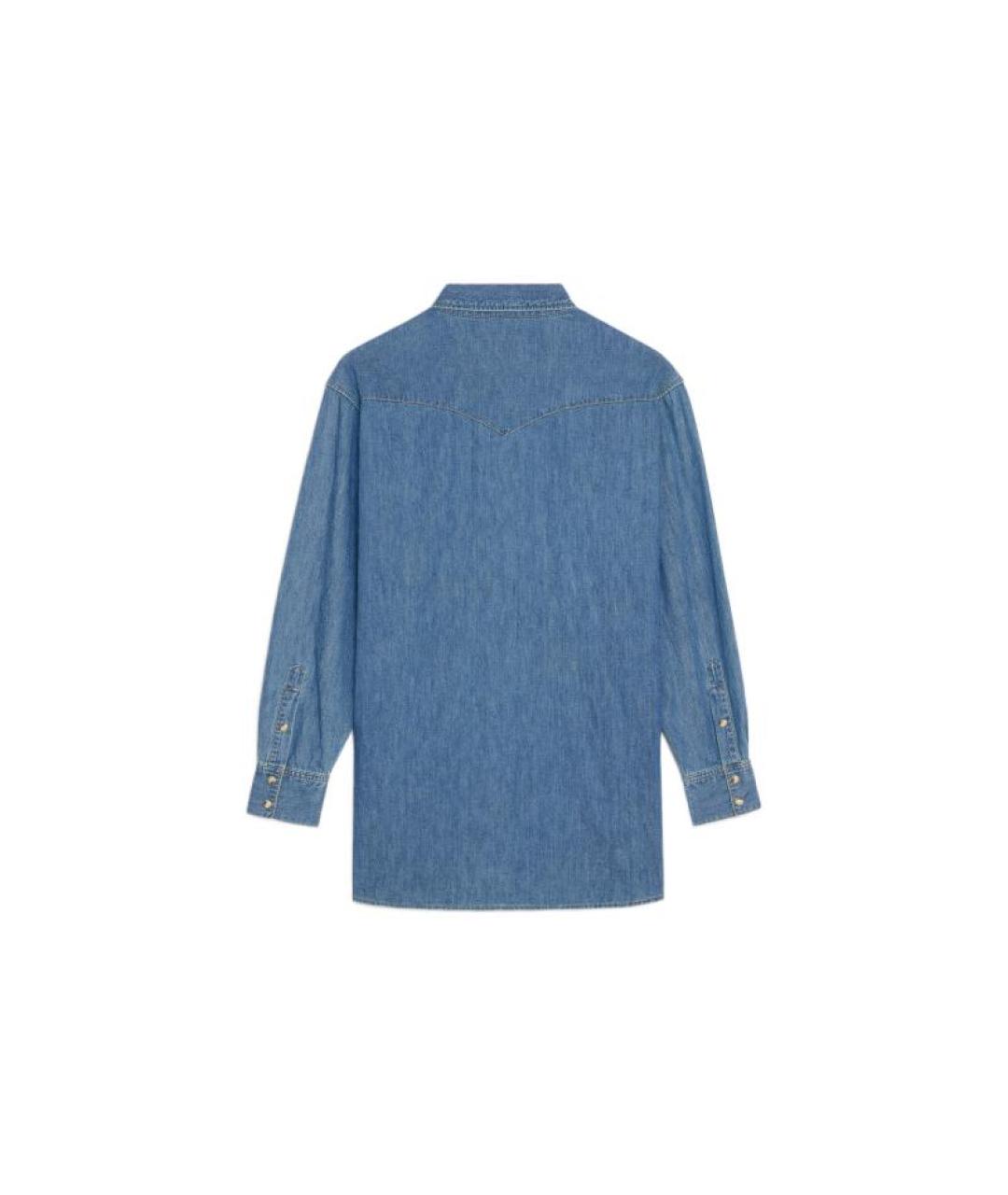 CELINE Синяя хлопко-эластановая футболка, фото 2