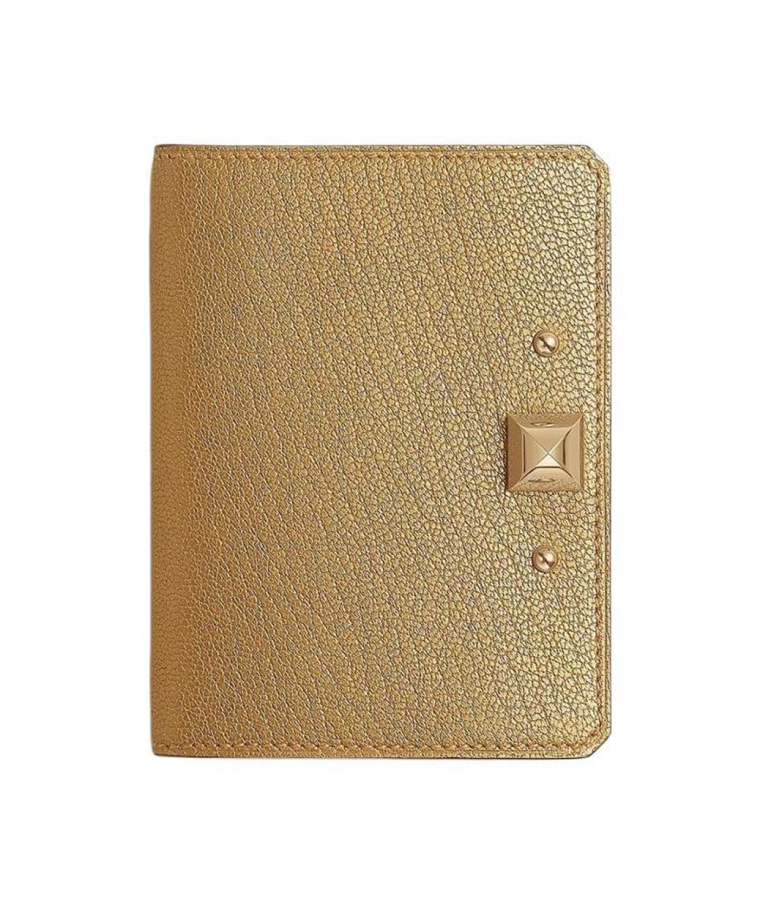 HERMES Золотой кожаный кардхолдер, фото 1