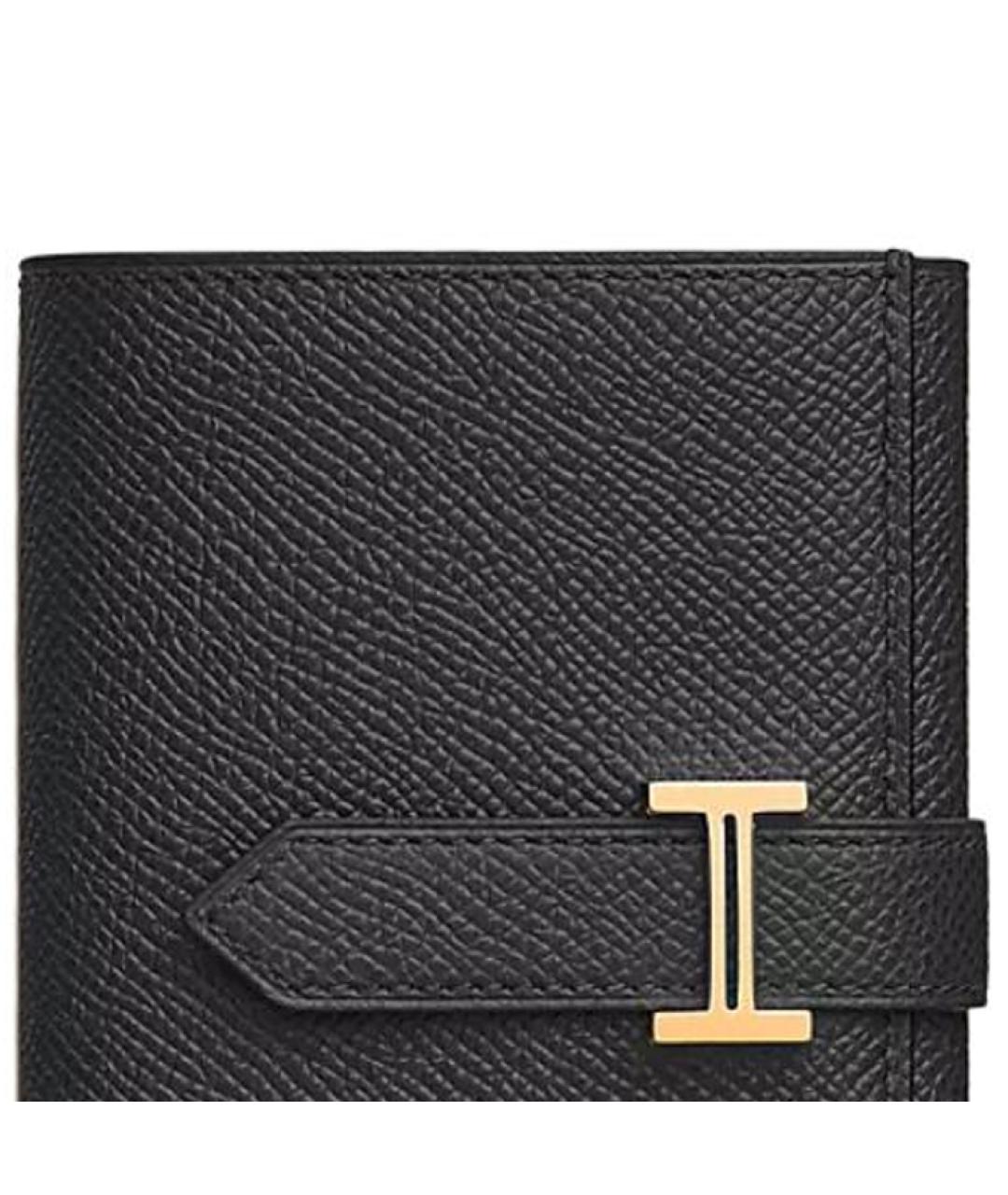 HERMES Черный кожаный кошелек, фото 3