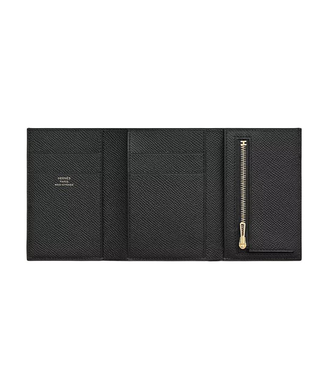 HERMES Черный кожаный кошелек, фото 2