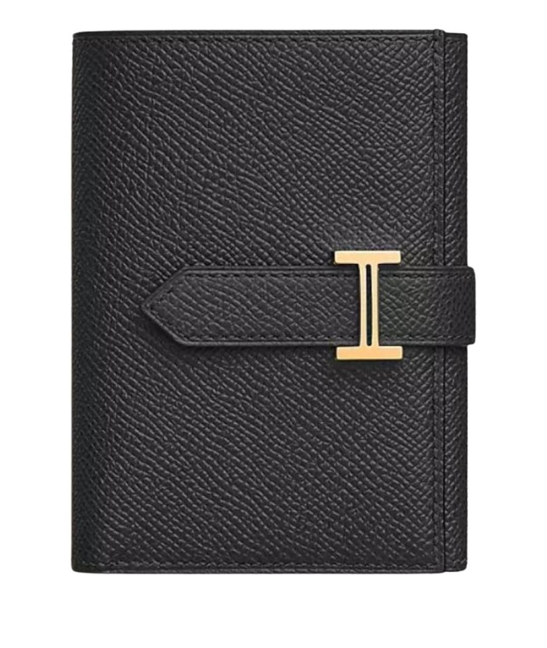 HERMES Черный кожаный кошелек, фото 1