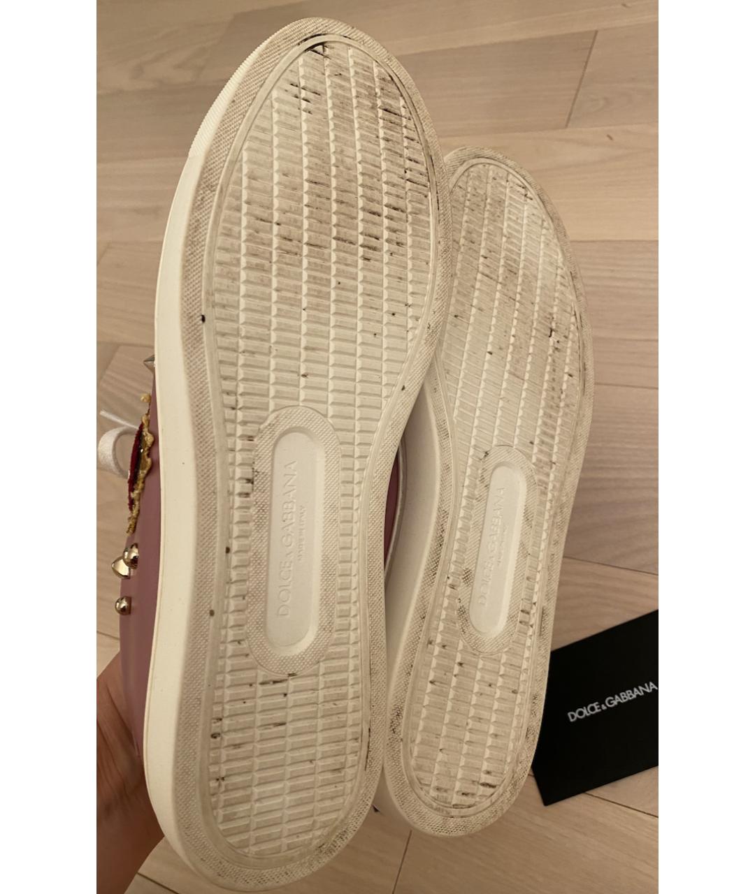 DOLCE&GABBANA Розовые кожаные кеды, фото 5