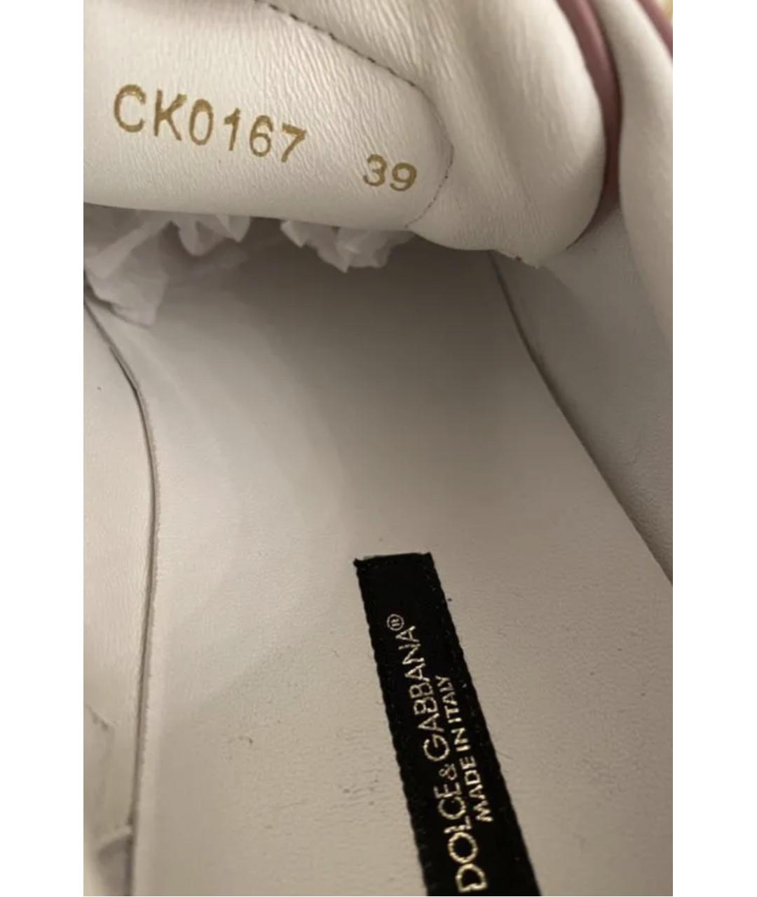 DOLCE&GABBANA Розовые кожаные кеды, фото 6