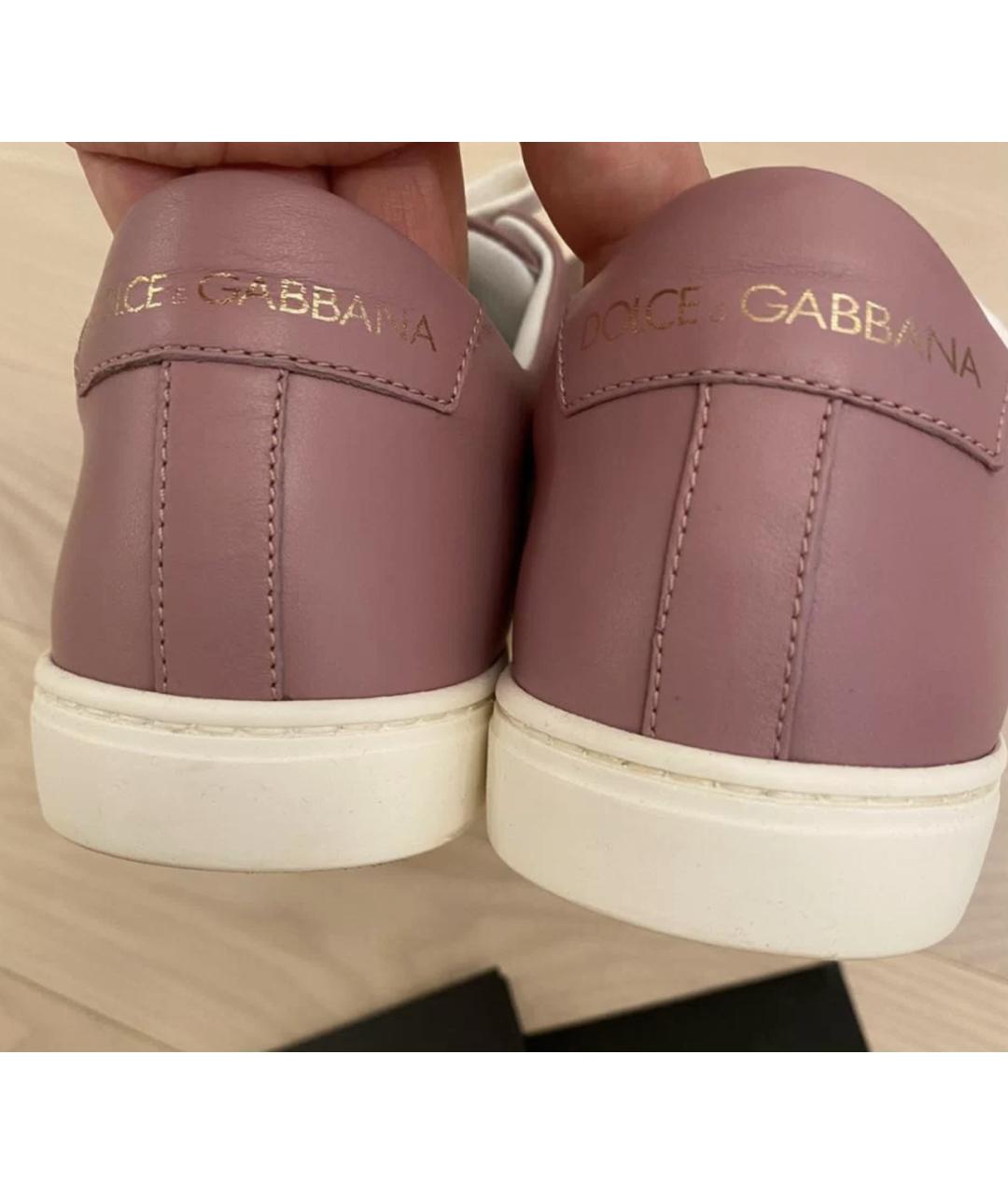 DOLCE&GABBANA Розовые кожаные кеды, фото 4