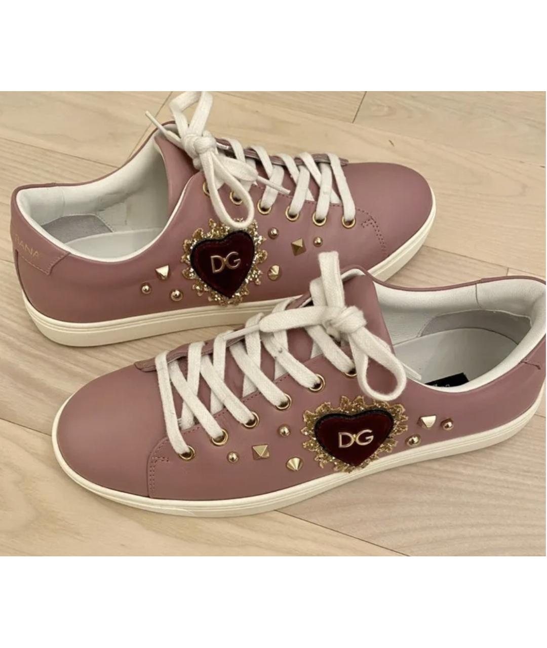 DOLCE&GABBANA Розовые кожаные кеды, фото 7